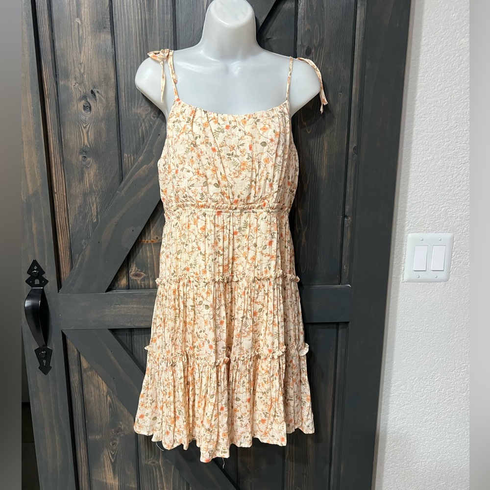 E & M Women Summer Floral Mini Dress Sleeveless Ruffle Med cottage core